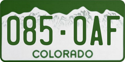 CO license plate 085OAF