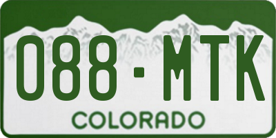 CO license plate 088MTK