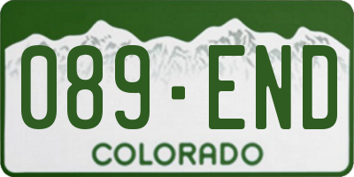 CO license plate 089END