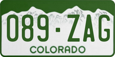 CO license plate 089ZAG