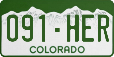 CO license plate 091HER
