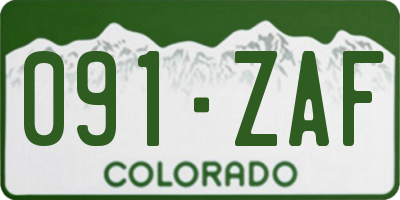 CO license plate 091ZAF