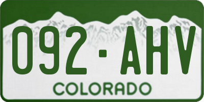 CO license plate 092AHV