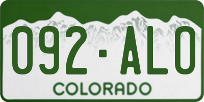 CO license plate 092ALO
