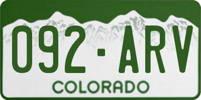 CO license plate 092ARV