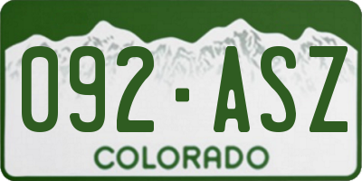 CO license plate 092ASZ