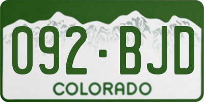CO license plate 092BJD