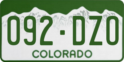 CO license plate 092DZO