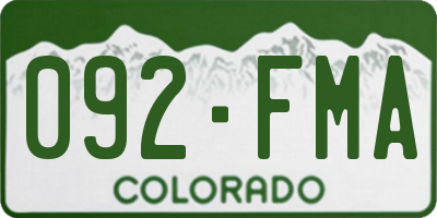 CO license plate 092FMA