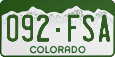 CO license plate 092FSA