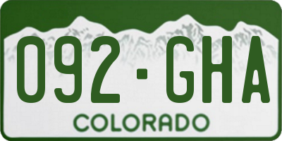 CO license plate 092GHA
