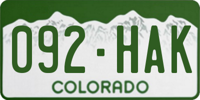 CO license plate 092HAK