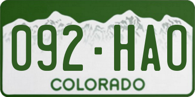 CO license plate 092HAO