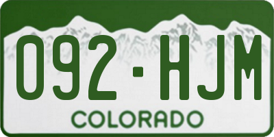 CO license plate 092HJM