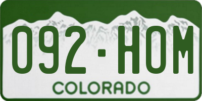 CO license plate 092HOM