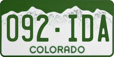 CO license plate 092IDA
