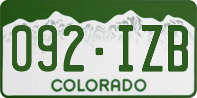 CO license plate 092IZB