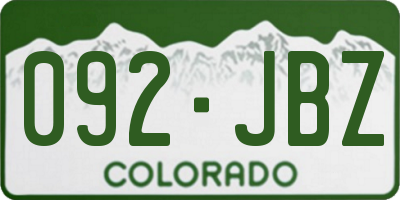 CO license plate 092JBZ