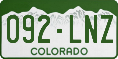 CO license plate 092LNZ