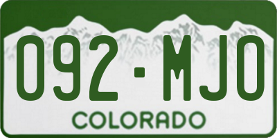CO license plate 092MJO