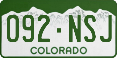 CO license plate 092NSJ