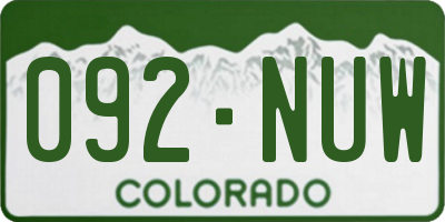 CO license plate 092NUW