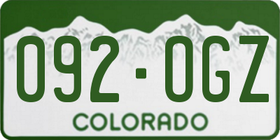 CO license plate 092OGZ