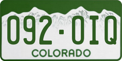CO license plate 092OIQ