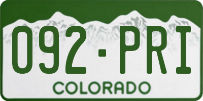 CO license plate 092PRI