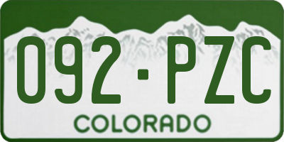 CO license plate 092PZC