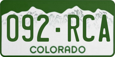 CO license plate 092RCA