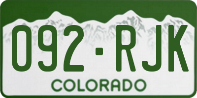 CO license plate 092RJK