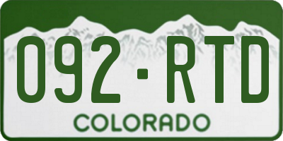 CO license plate 092RTD