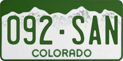 CO license plate 092SAN