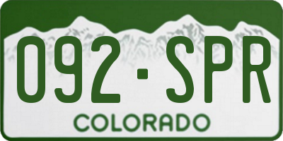 CO license plate 092SPR
