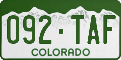 CO license plate 092TAF