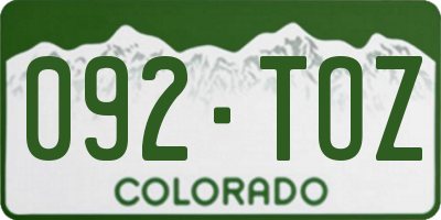 CO license plate 092TOZ