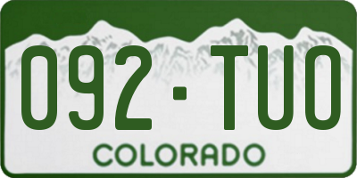 CO license plate 092TUO