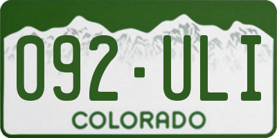 CO license plate 092ULI