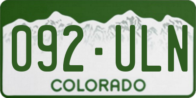 CO license plate 092ULN