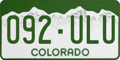 CO license plate 092ULU