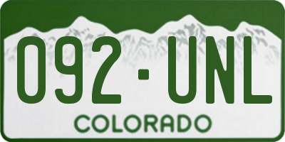 CO license plate 092UNL