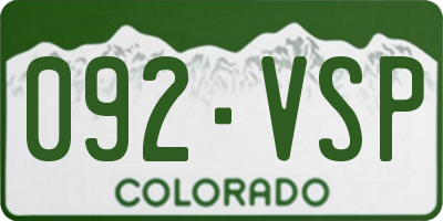 CO license plate 092VSP