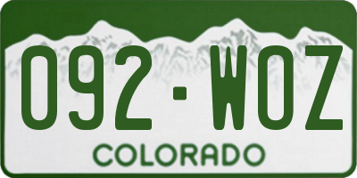 CO license plate 092WOZ