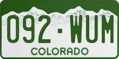 CO license plate 092WUM