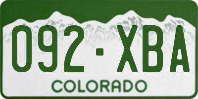 CO license plate 092XBA