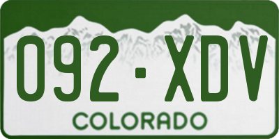 CO license plate 092XDV