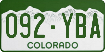 CO license plate 092YBA