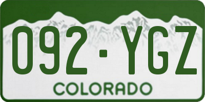CO license plate 092YGZ