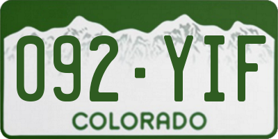 CO license plate 092YIF